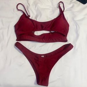 Maroon high leg bikini